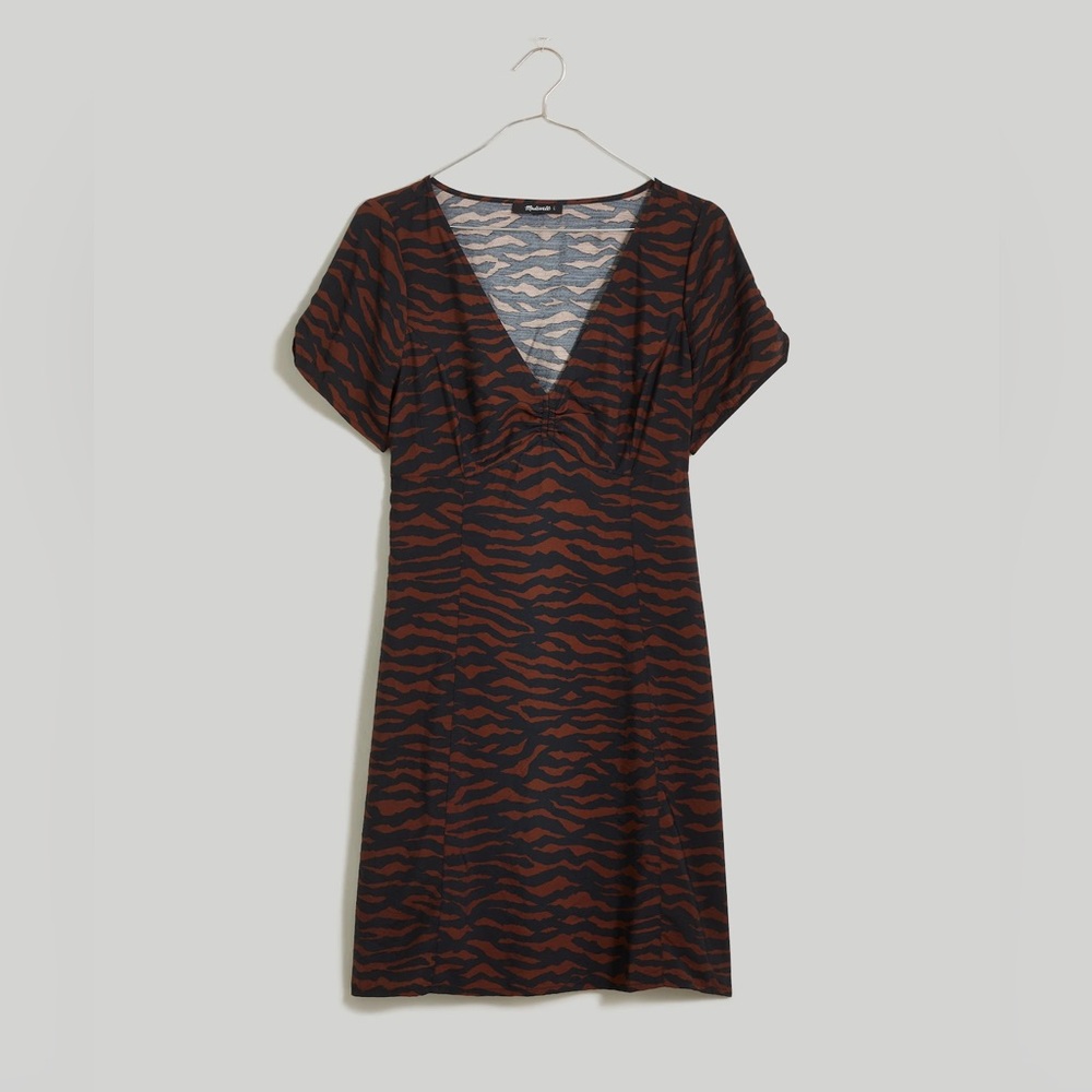 Madewell V-Neck Mini Dress in Abstract Animal size 0